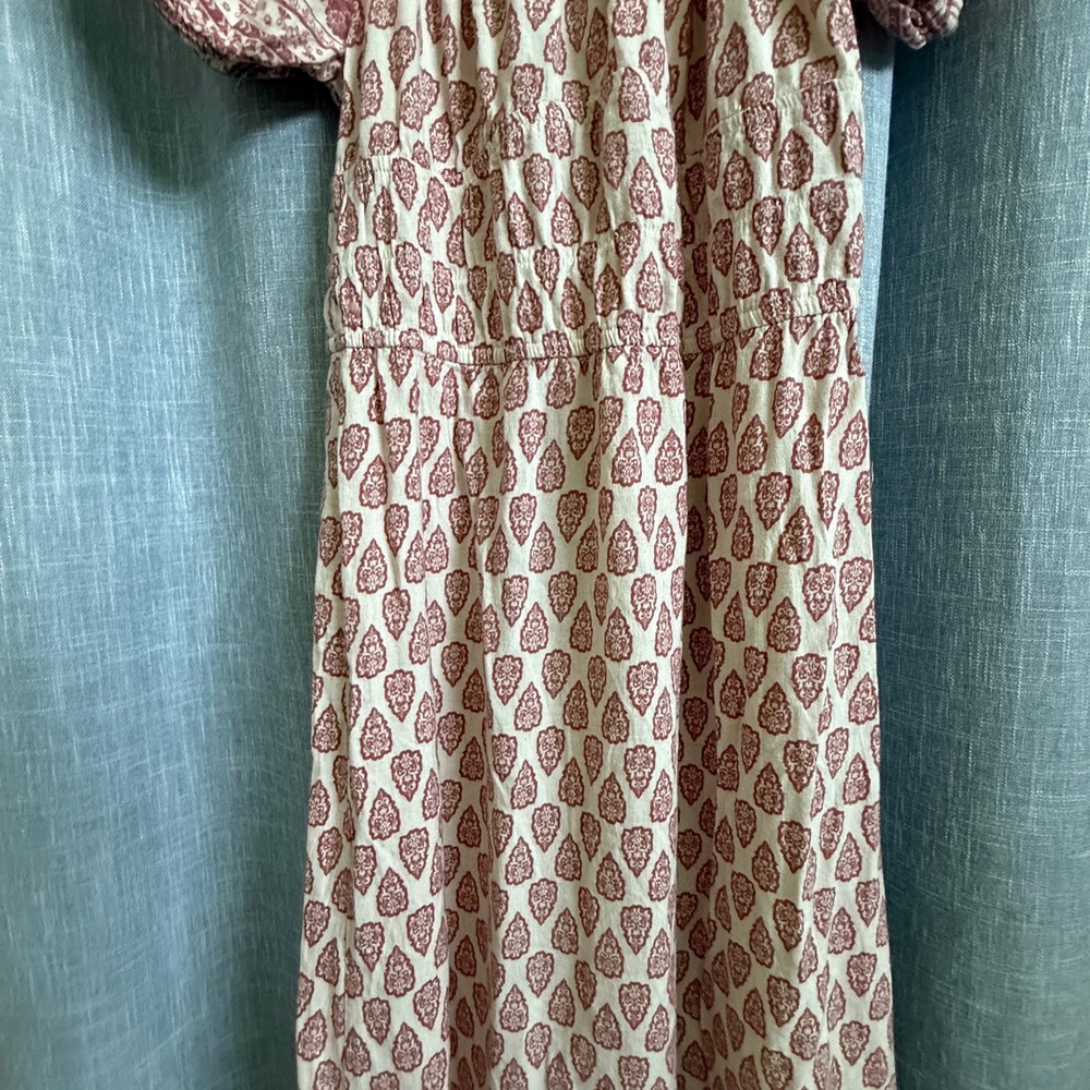Sim & Sam Pink Floral Paisley Smocked Maxi Dress Women Size XL Puff Sleeve Boho - Picture 3 of 15